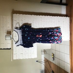 blue flower romper with skirt around